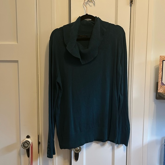 Cowl neck deep turquoise sweater - Picture 1 of 6